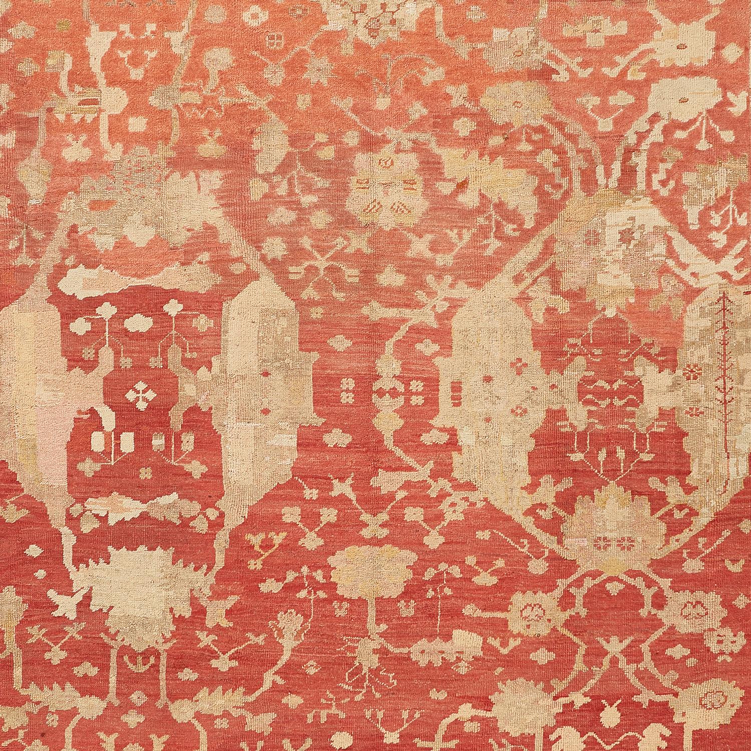 Wool abc carpet Red Antique Turkish Oushak Rug - 10'1