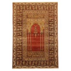 Red Antique Turkish Rugs, Anatolian Carpet, Mihrabi Prayer Living room Rug CHR20
