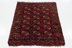 Red Antique Turkmen Tekke Chuval Tribal Wool with Gul Motifs 3x4