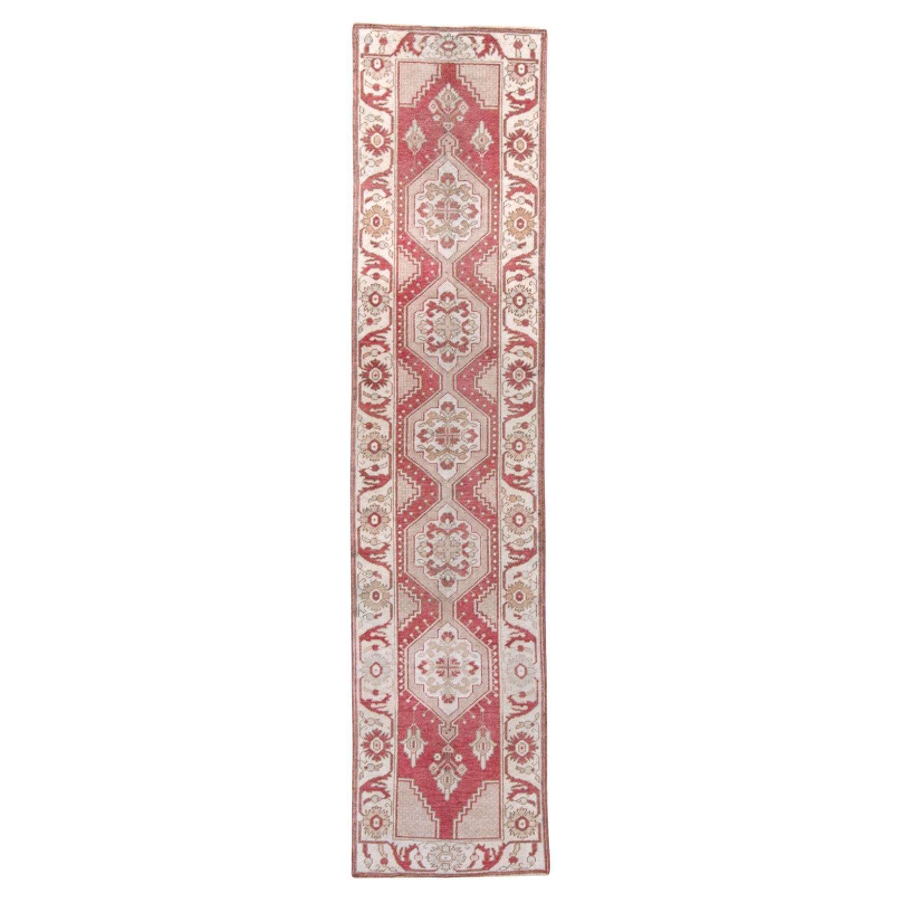 Red Antique Wash Oushak Runner