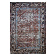 Red Antique Worn Persian Mahal Clean Hand Knotted Oriental Rug