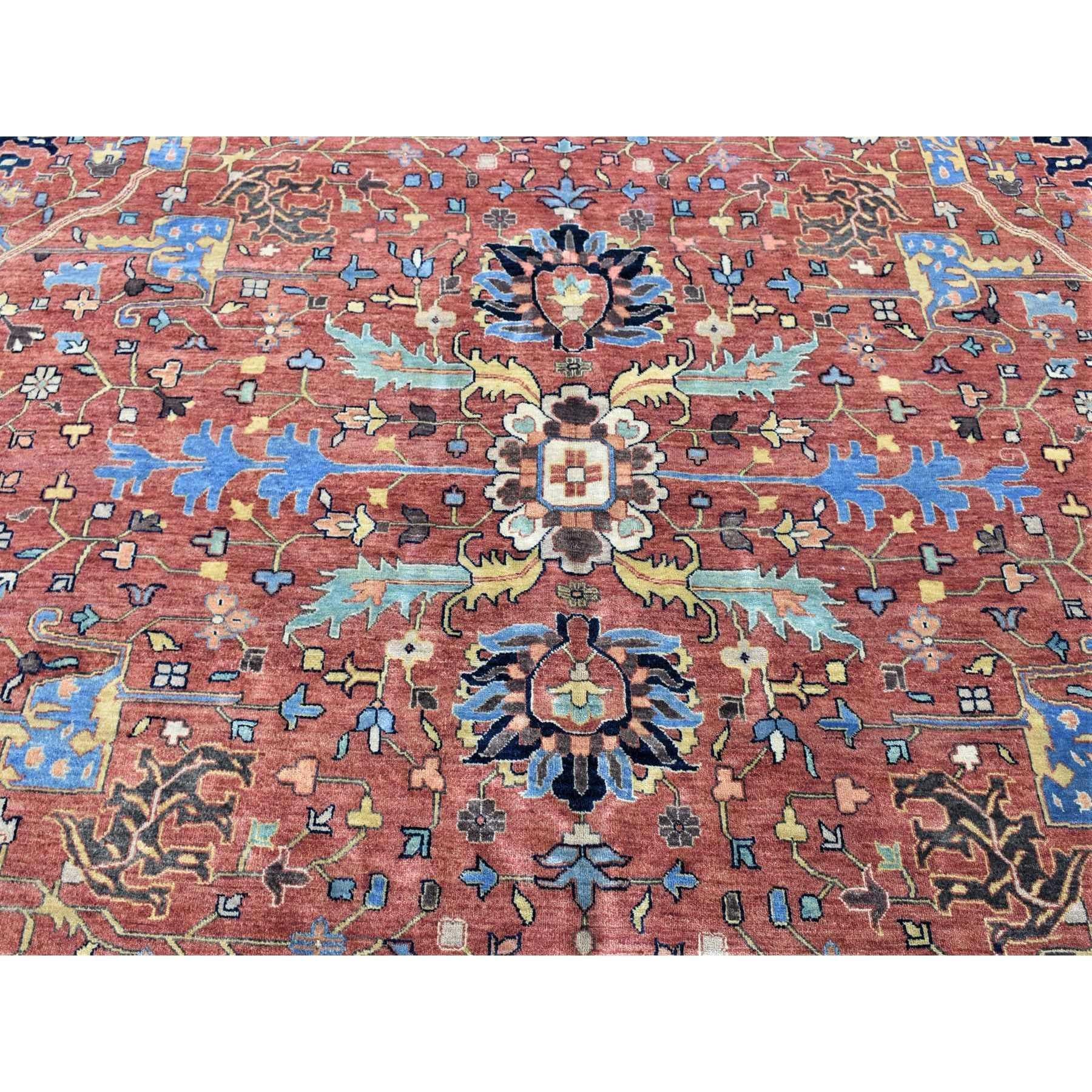 Roter, antiker, handgeknüpfter, übergroßer Heriz Re-Creation-Teppich aus reiner Wolle in Übergröße 12' x 14'10