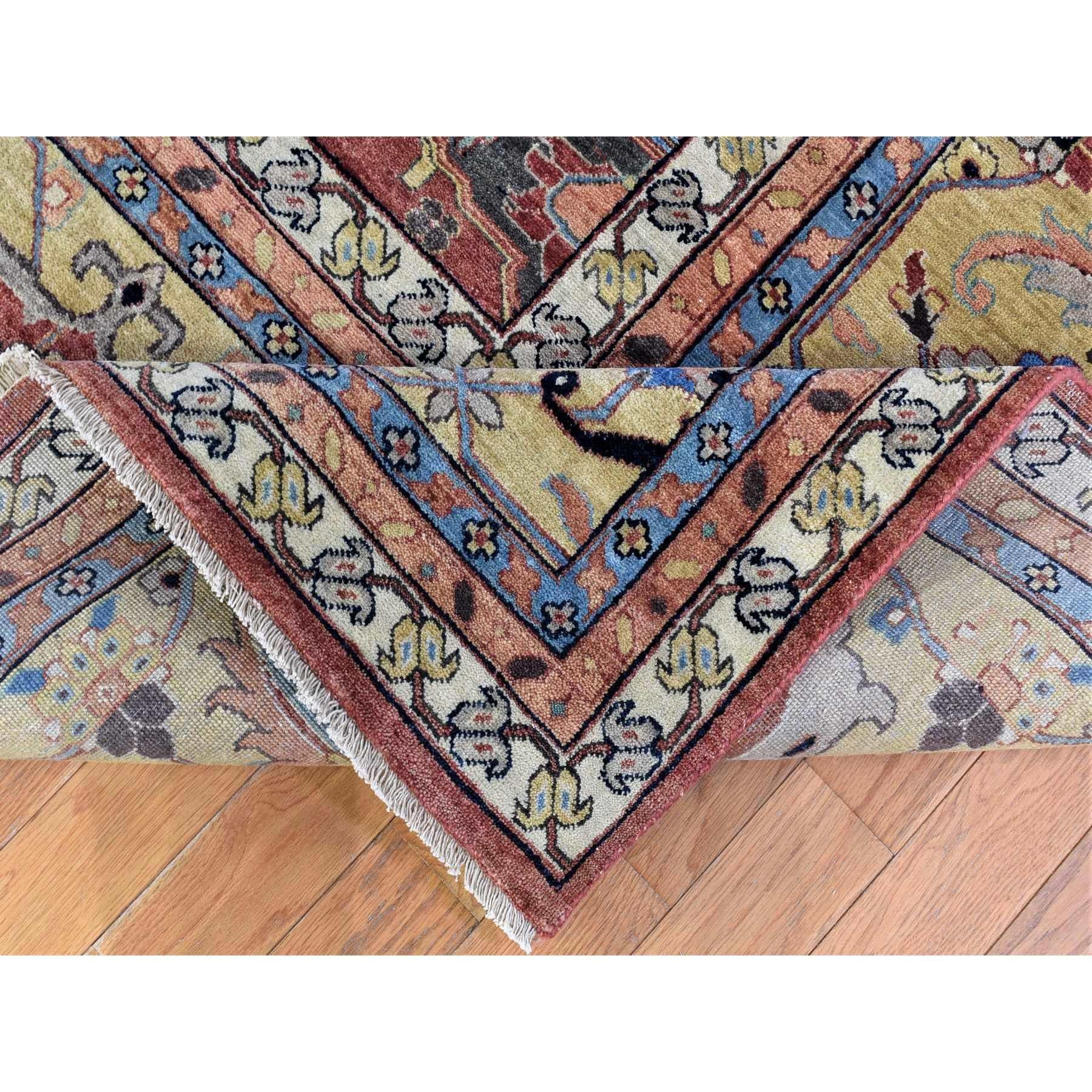 Roter, antiker, handgeknüpfter, übergroßer Heriz Re-Creation-Teppich aus reiner Wolle in Übergröße 12' x 14'10