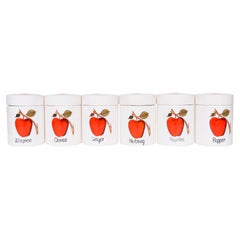 Red Apple Ceramic Spice Jars, Set of 6
