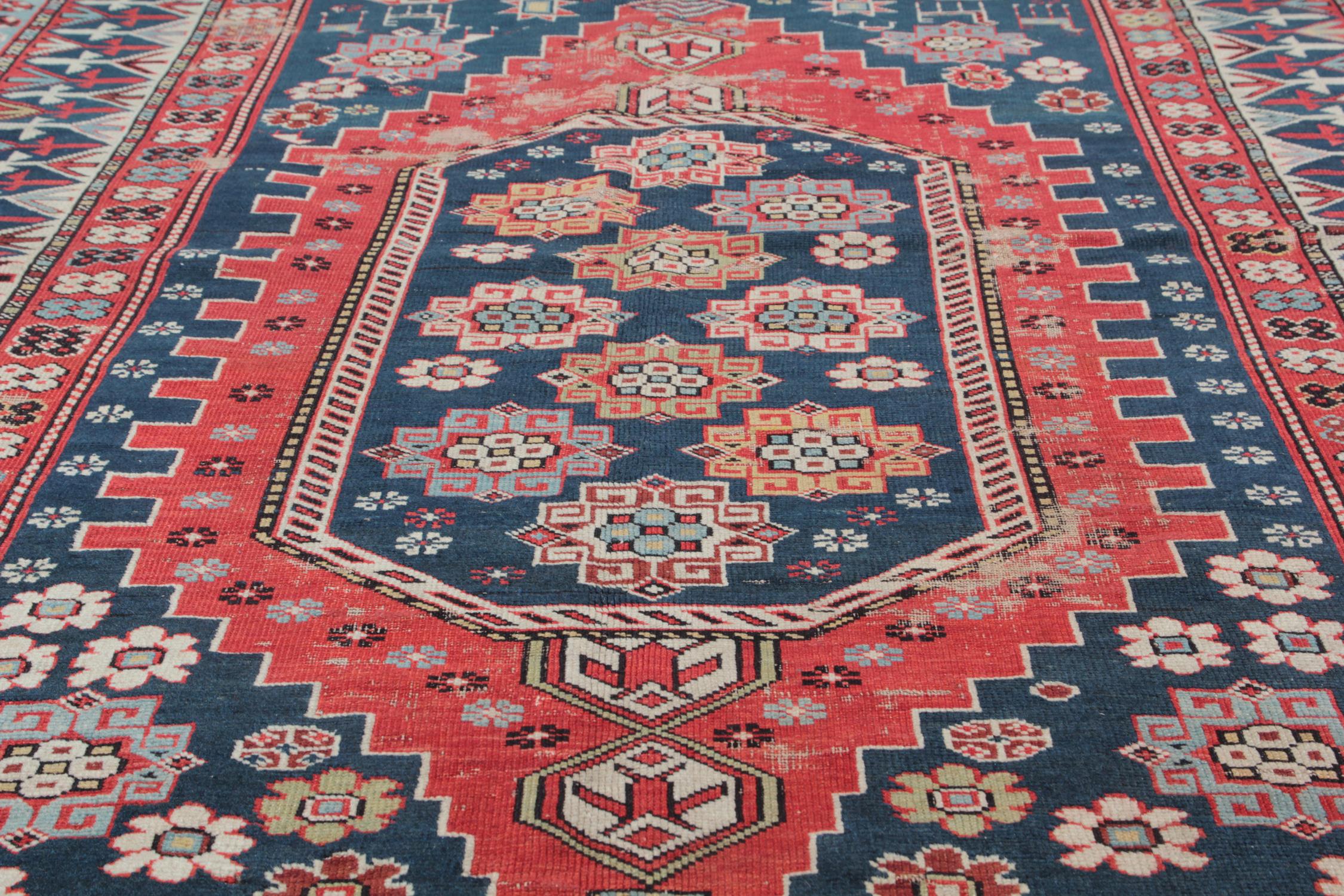 Noué à la main Tapis rouges à vendre, tapis anciens tapis caucasien, tapis de salon en laine en vente