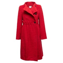 Red Armani Collezioni Patterned Virgin Wool Coat
