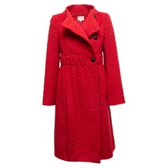 Cappotto rosso in lana vergine a fantasia Armani Collezioni