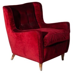 Velvet Red Armchair by Gio Ponti, with certificate