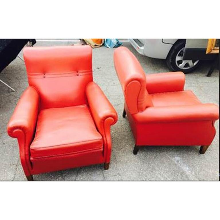 Red Armchair In Fair Condition For Sale In Napa, CA