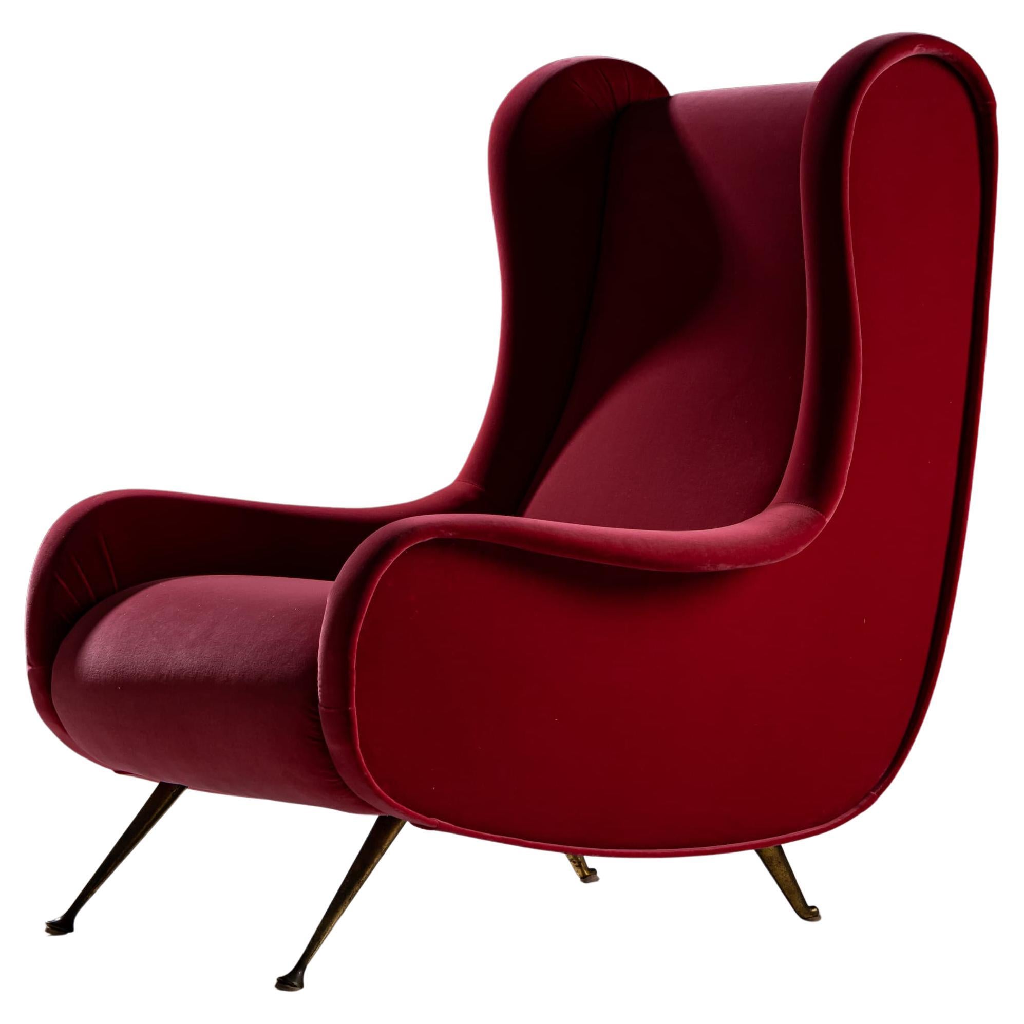Poltrona rossa, manifattura italiana, anni '60