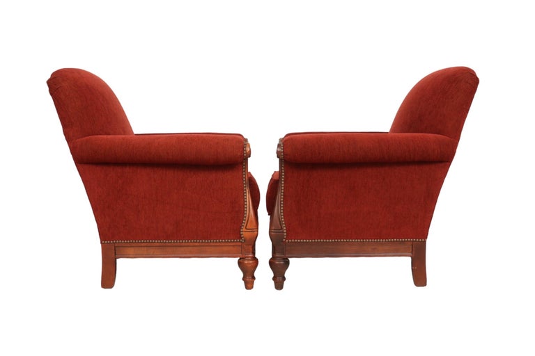 Red Armchairs by Thomasville, Pair For Sale at 1stDibs