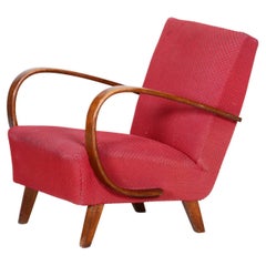 Red Armchair, Made in Czechia, 1930s, Original Condition, Art Deco Style