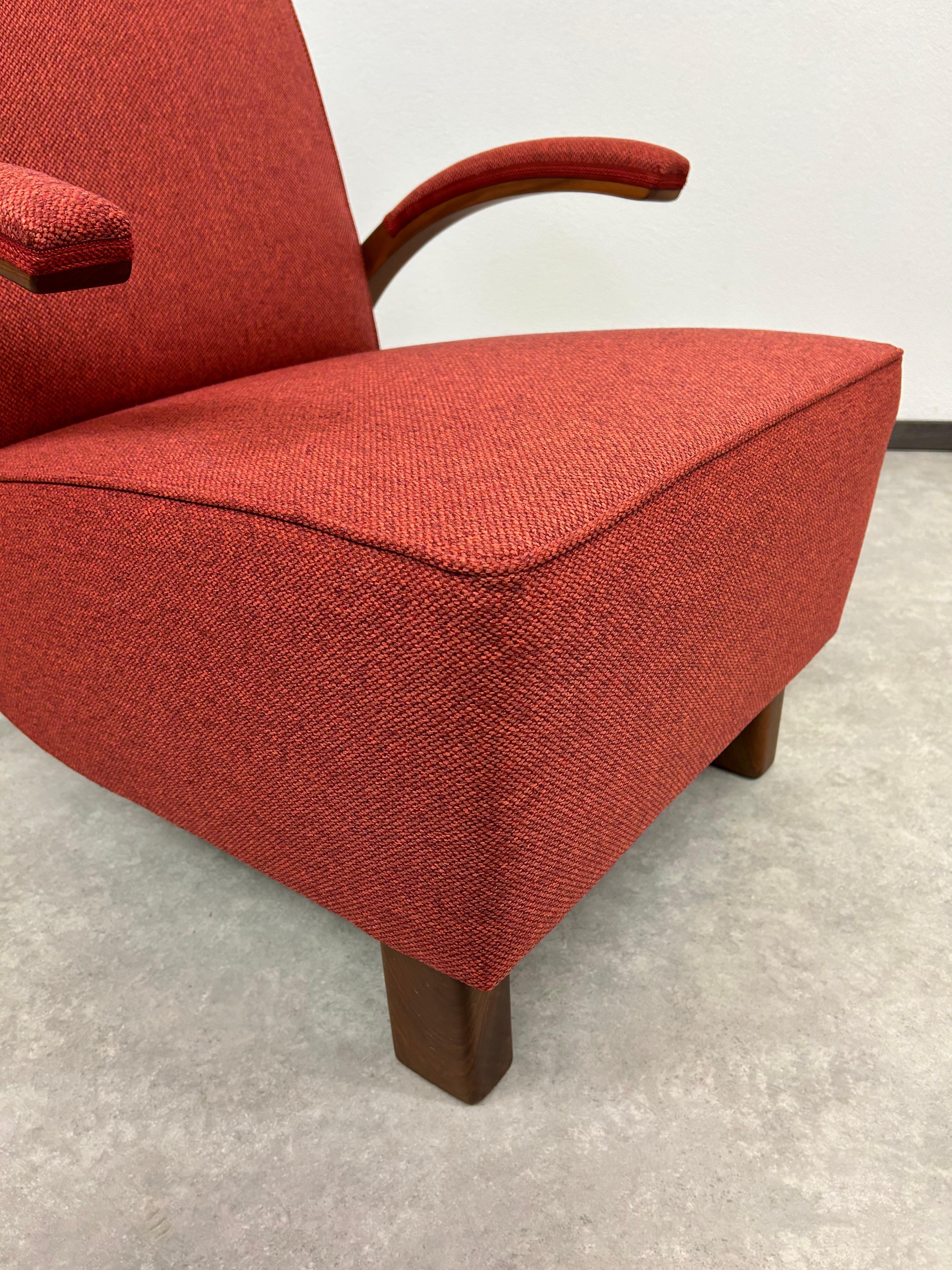 Rote Art-déco-Sessel im Angebot 3