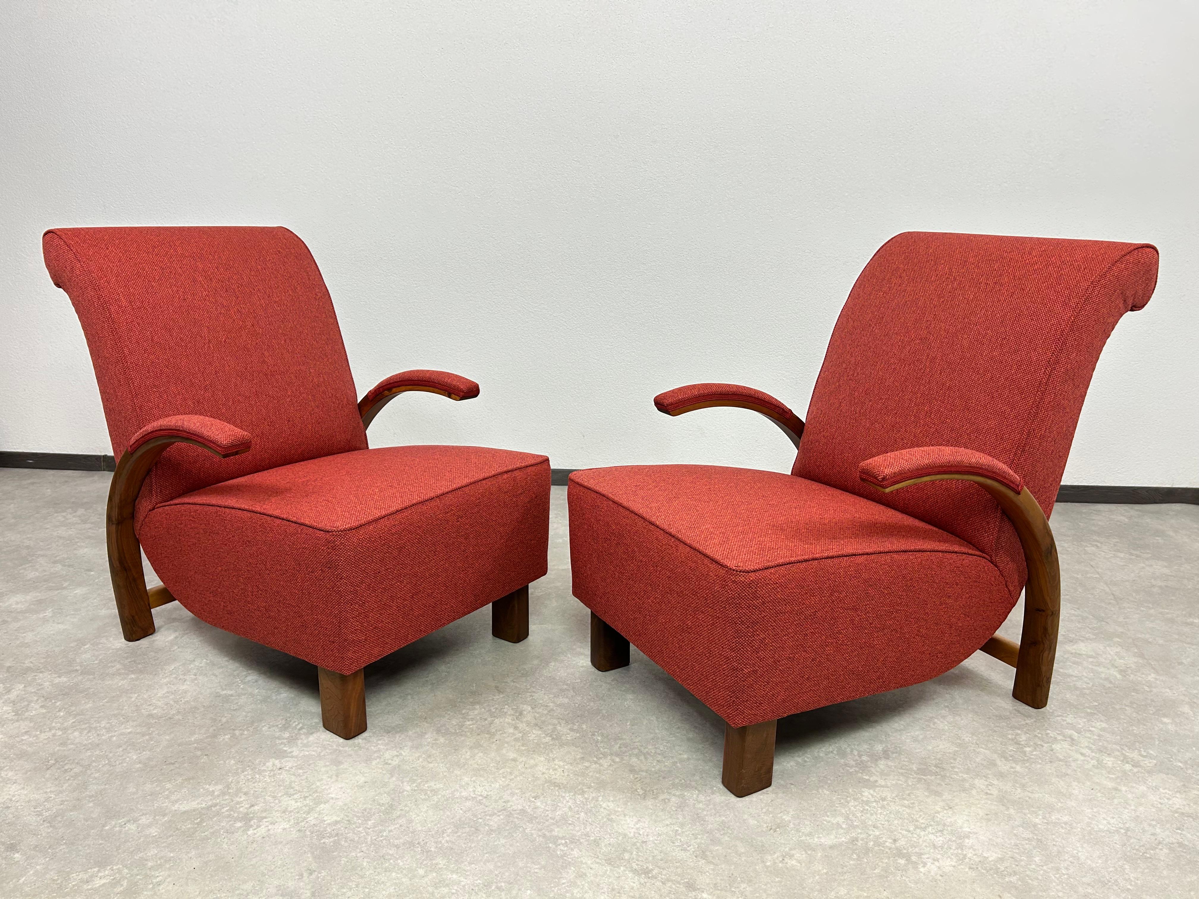 Rote Art-déco-Sessel (Art déco) im Angebot