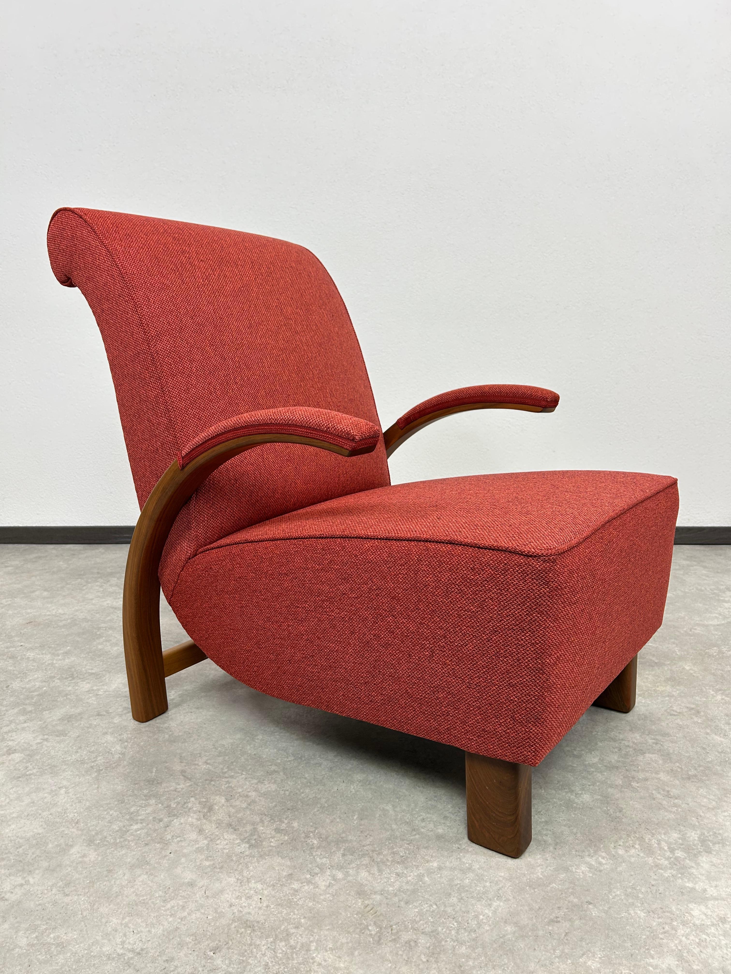 Rote Art-déco-Sessel (Stoff) im Angebot