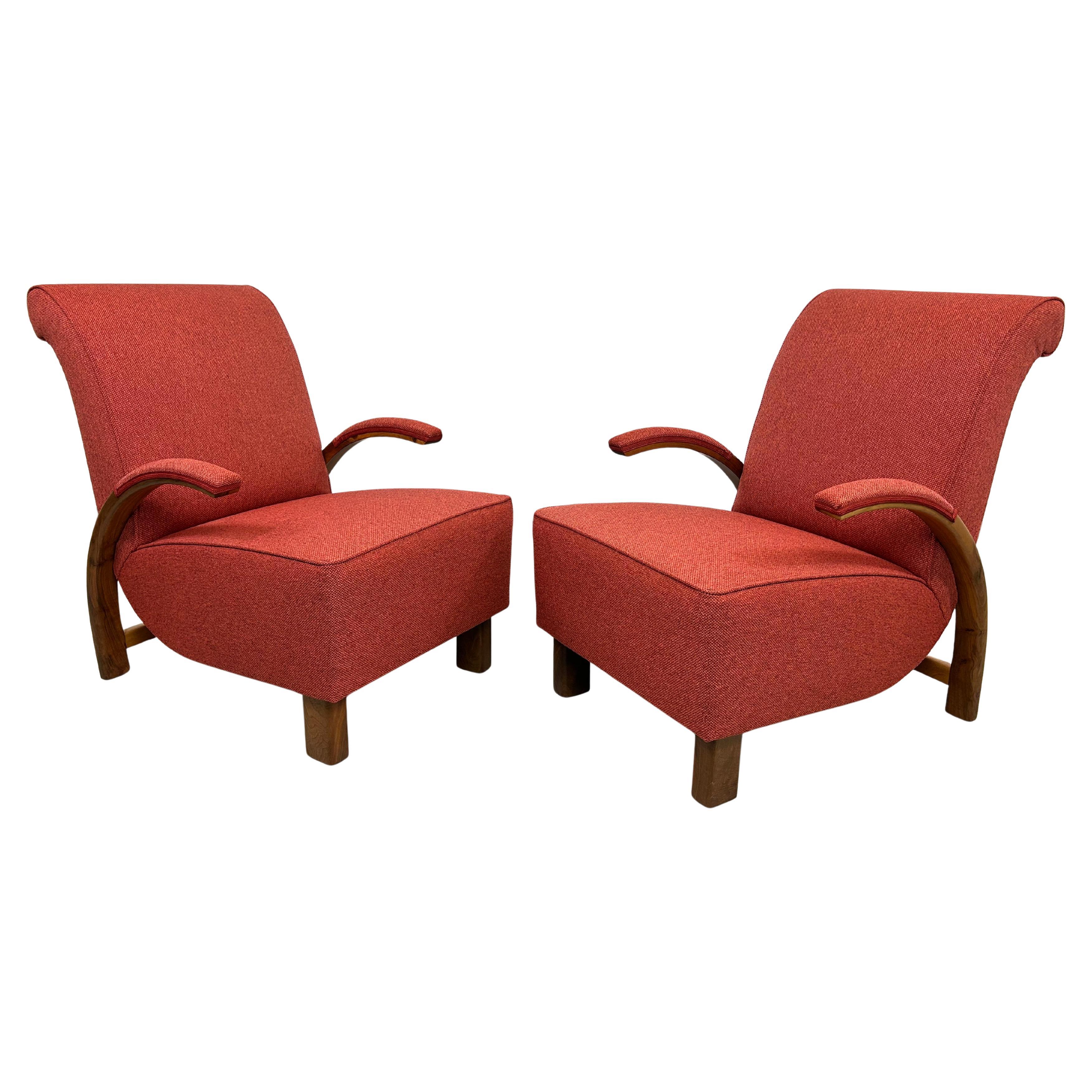 Chaises longues art déco rouges