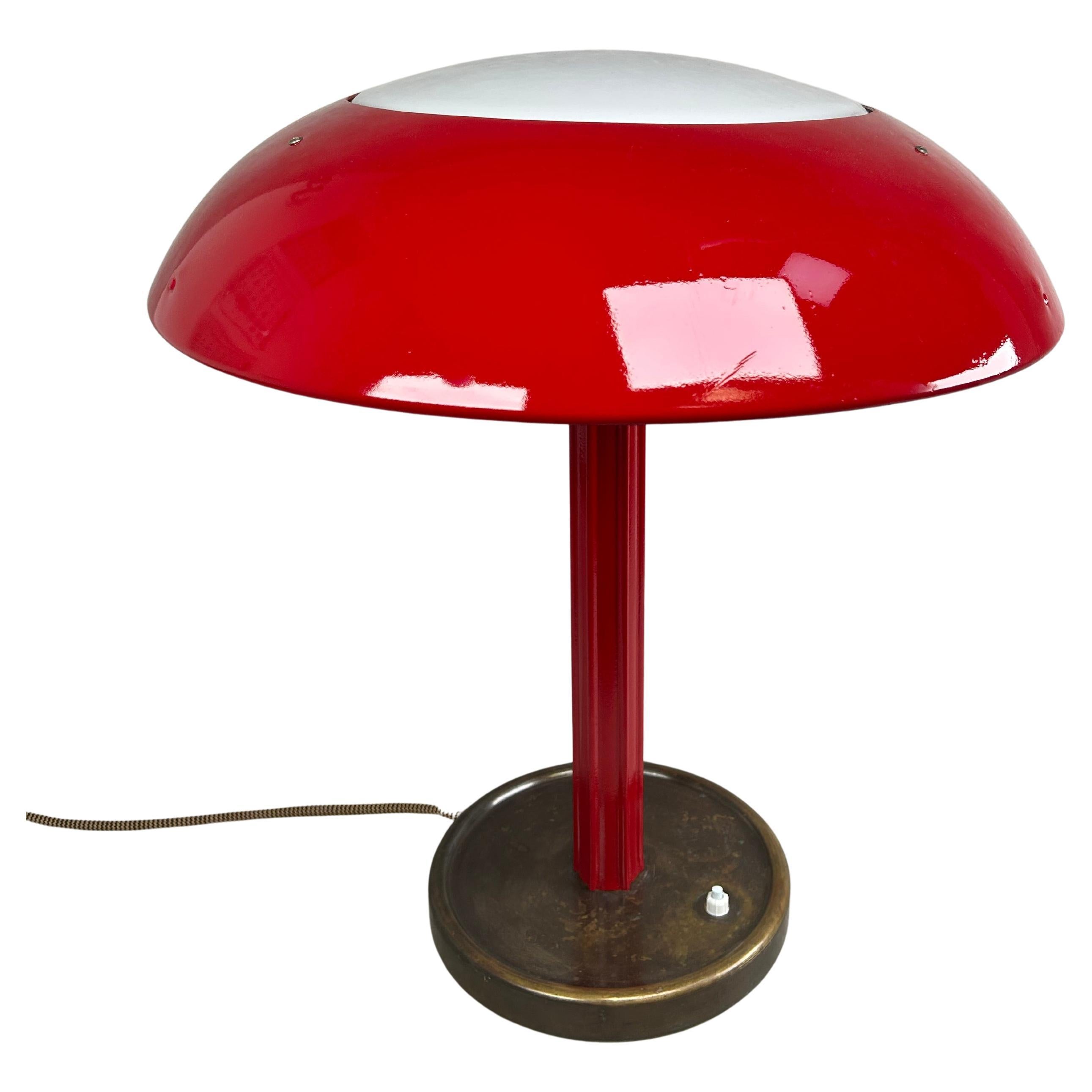 Red art deco mushroom desk lamp