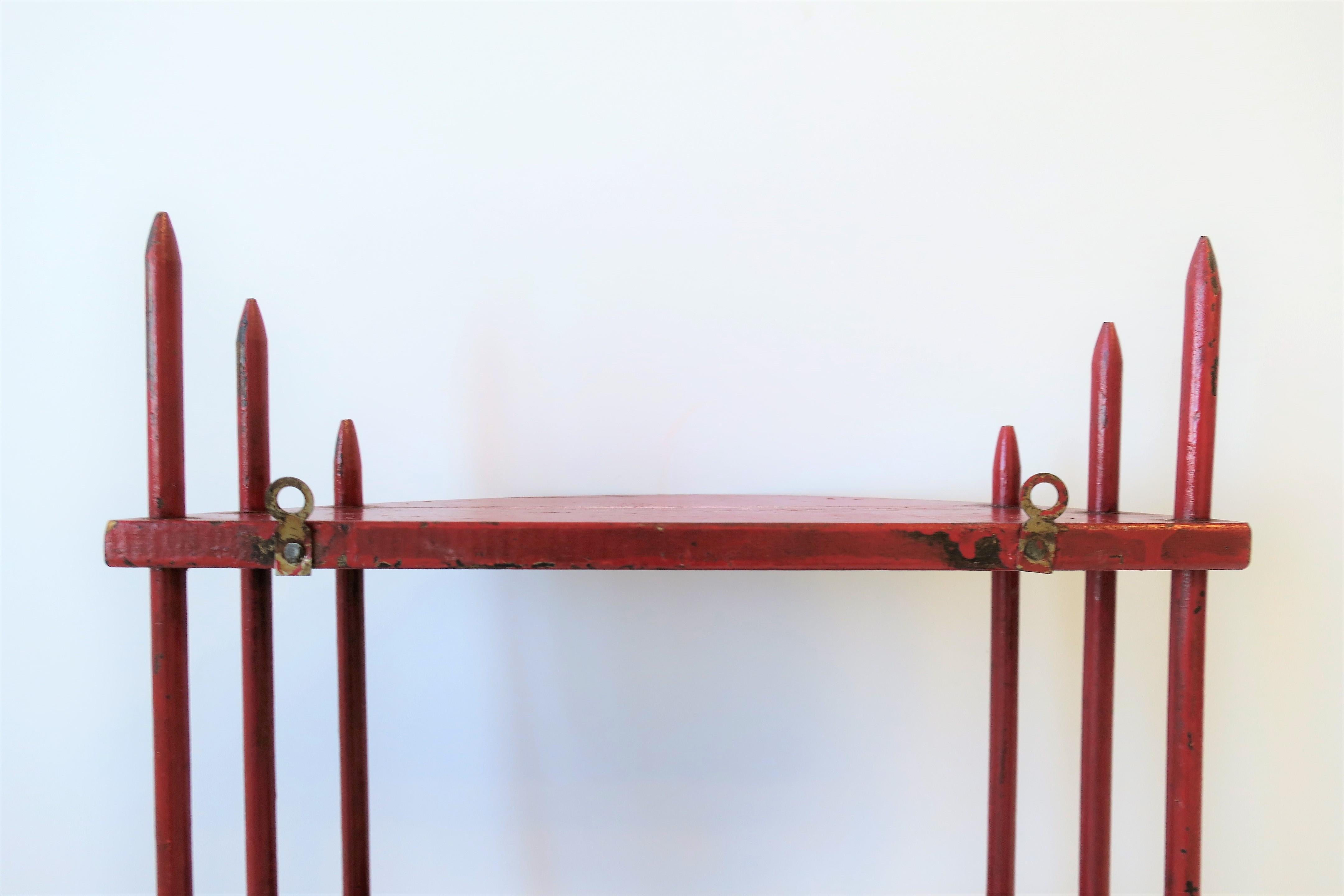 Art Deco Period Wood Wall Shelf in Red 1