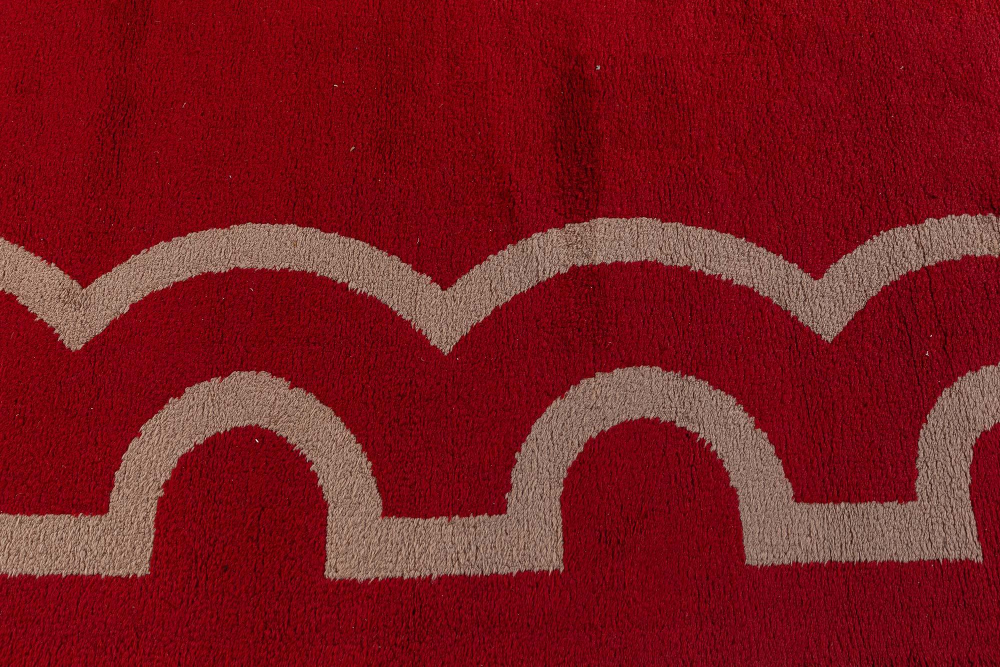 Red Art Deco Rug Attributed to Jacques Adnet In Good Condition In New York, NY