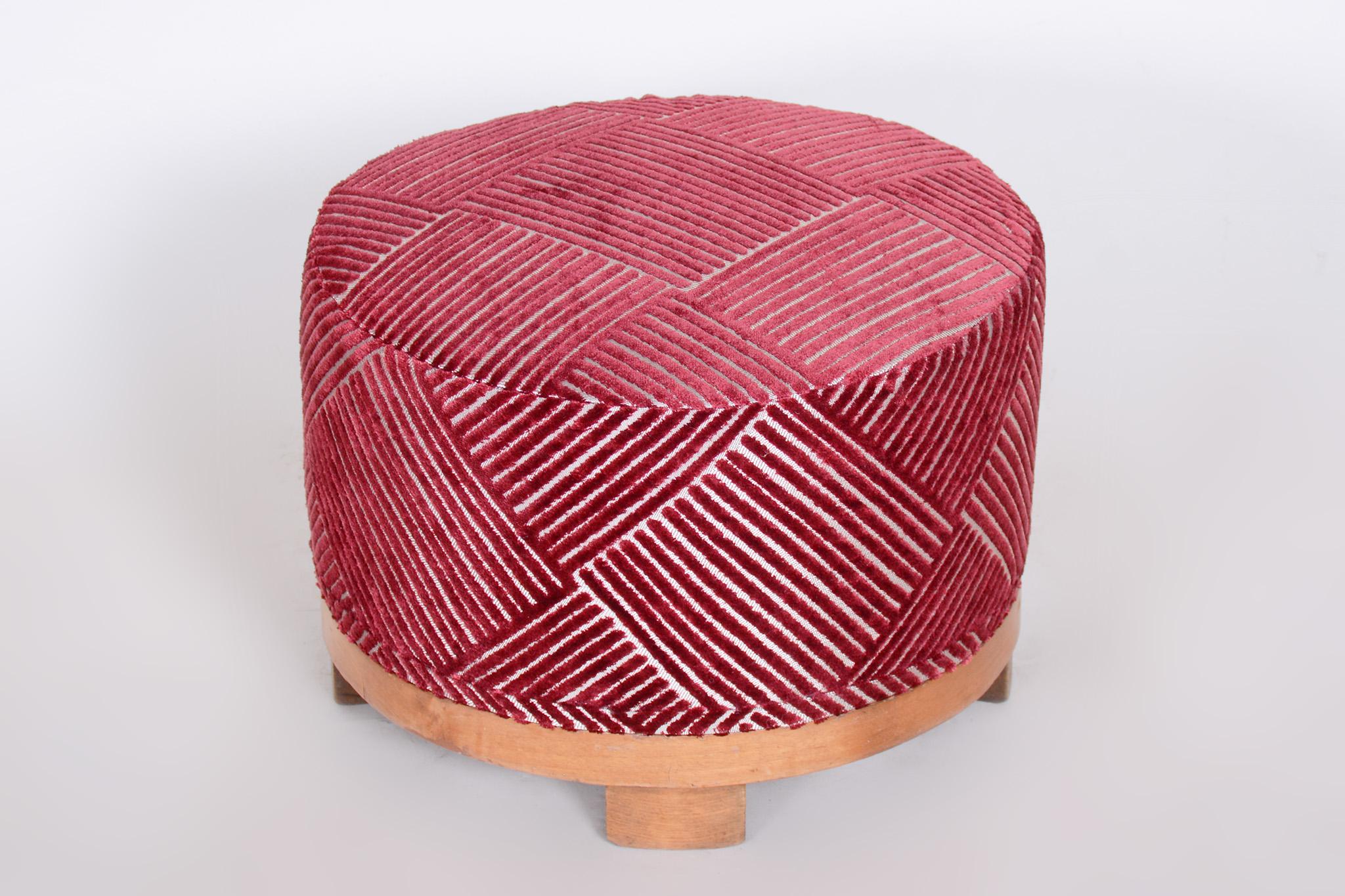 20th Century Red Art Deco Stool, Made in the 1920s, Fully Restored