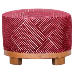 Red Art Deco Stool, Made in the 1920s, Fully Restored
