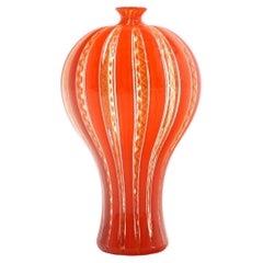 Red Art Glass Vase by Sam Stang, 1986, Signed