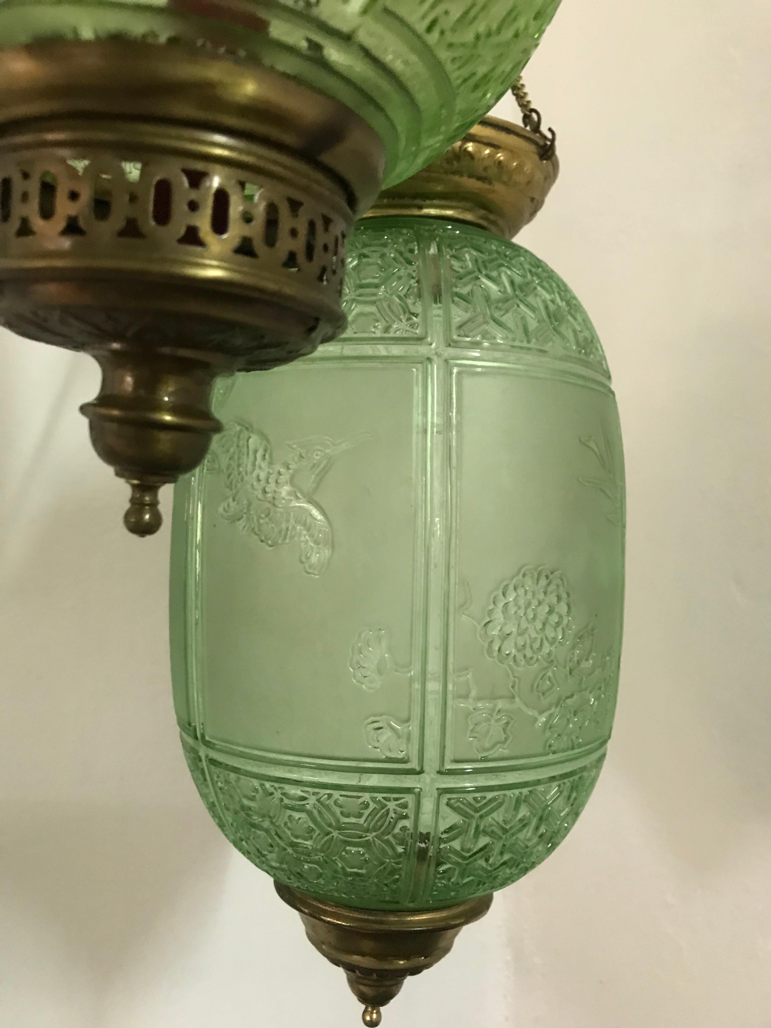 Red Art Nouveau Candle Lantern by Baccarat France, Depicting Birds, circa 1890 2