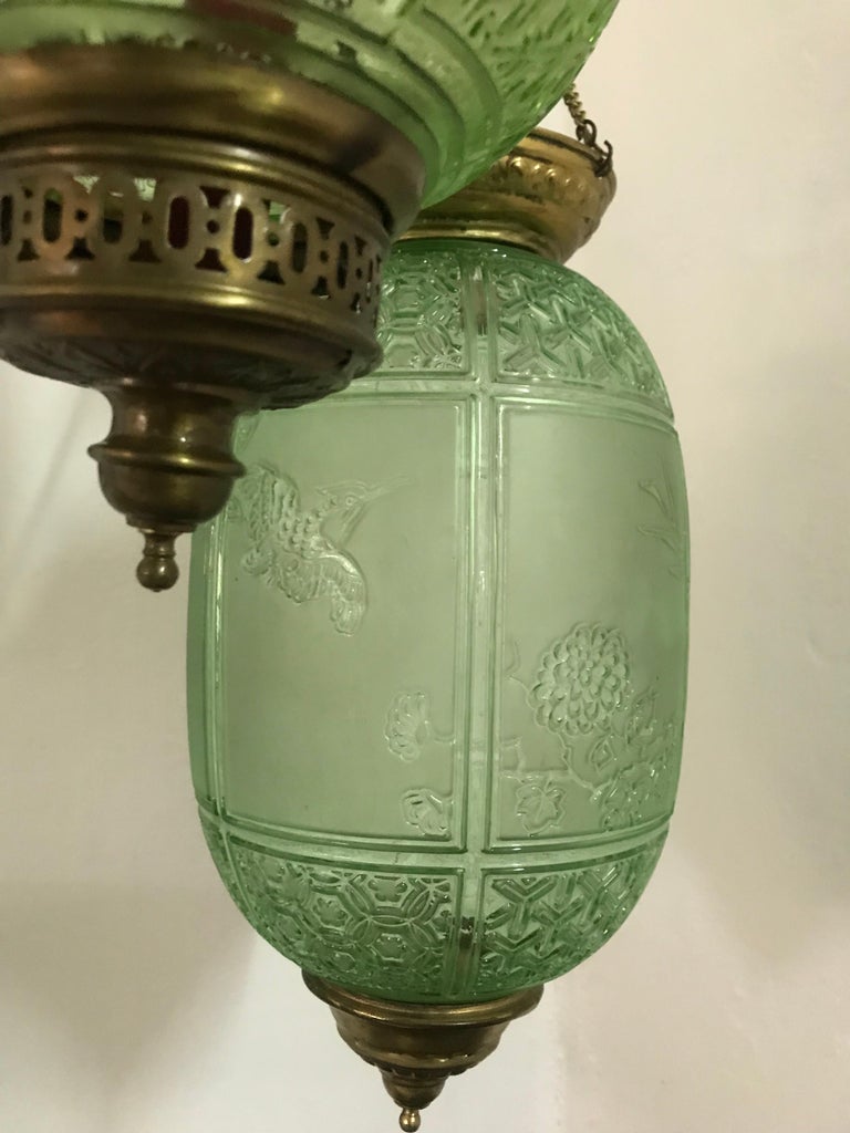 Red Art Nouveau Candle Lantern by Baccarat France, Depicting Birds, circa 1890 For Sale 4