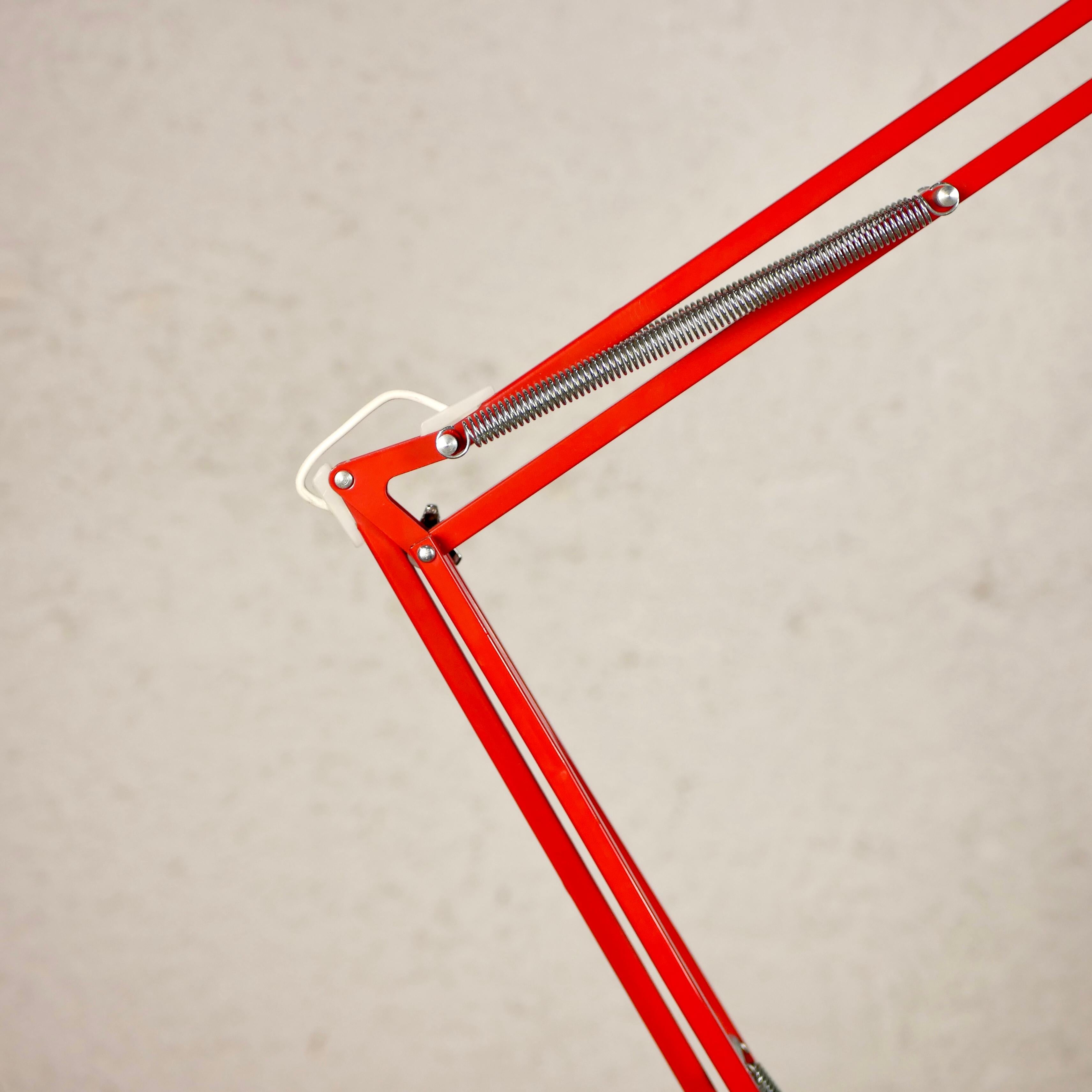 French Red Articulated Desk Lamp by Ledu, Made in, France