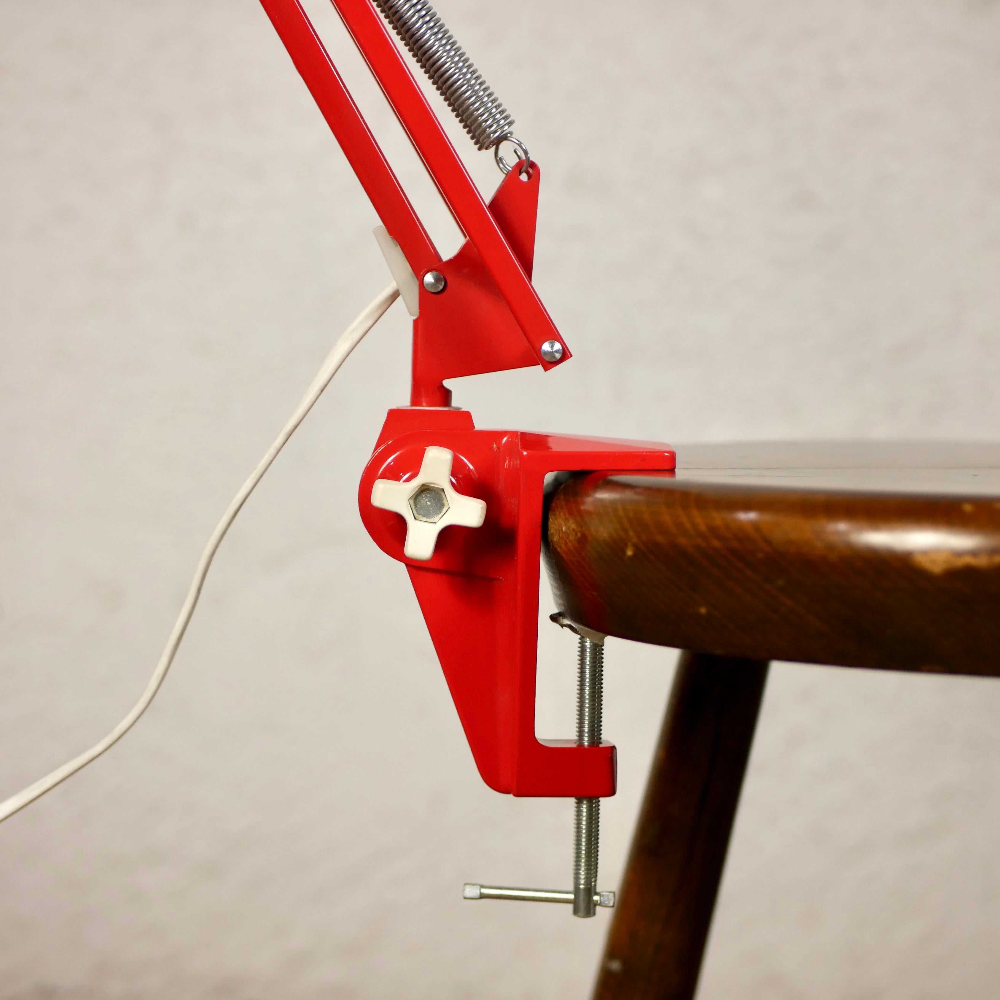 Red Articulated Desk Lamp by Ledu, Made in, France In Good Condition In Lyon, FR