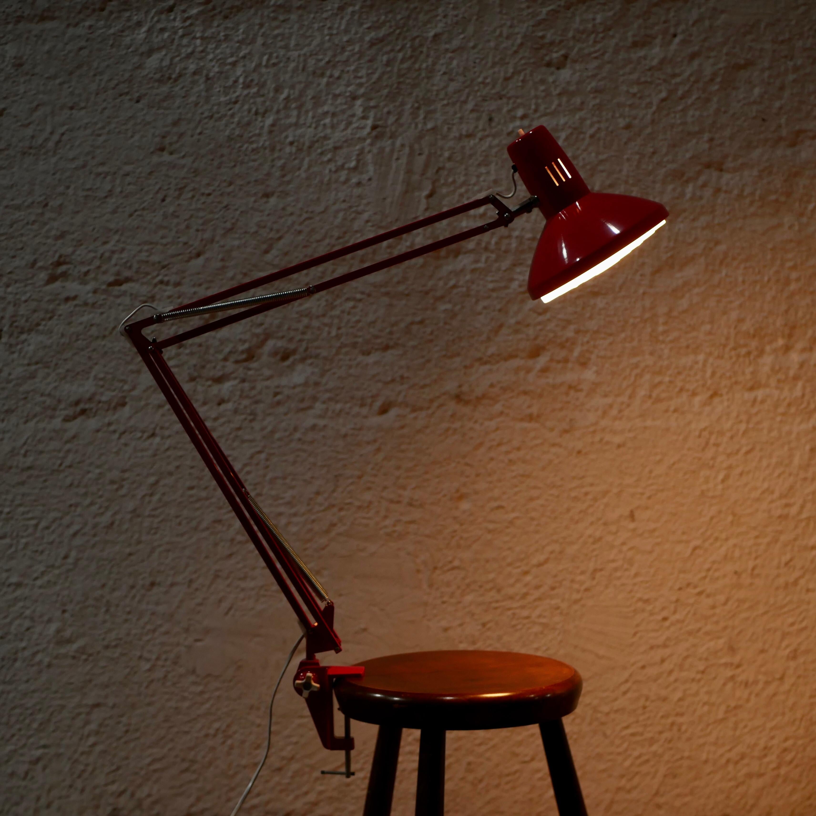 Metal Red Articulated Desk Lamp by Ledu, Made in, France