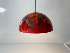 Red Artwork Coated Enamel Pendant Lamp, 1960s, Germany
