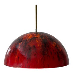 Red Artwork Coated Enamel Pendant Lamp, 1960s, Germany