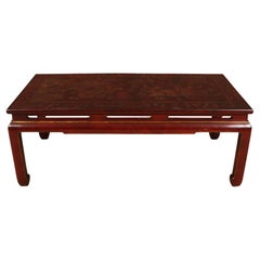 Red Asian Lacquer Coffee Table with Chinoiserie Detail