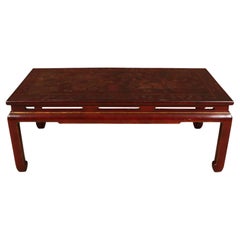 Vintage Red Asian Lacquer Coffee Table with Chinoiserie Detail