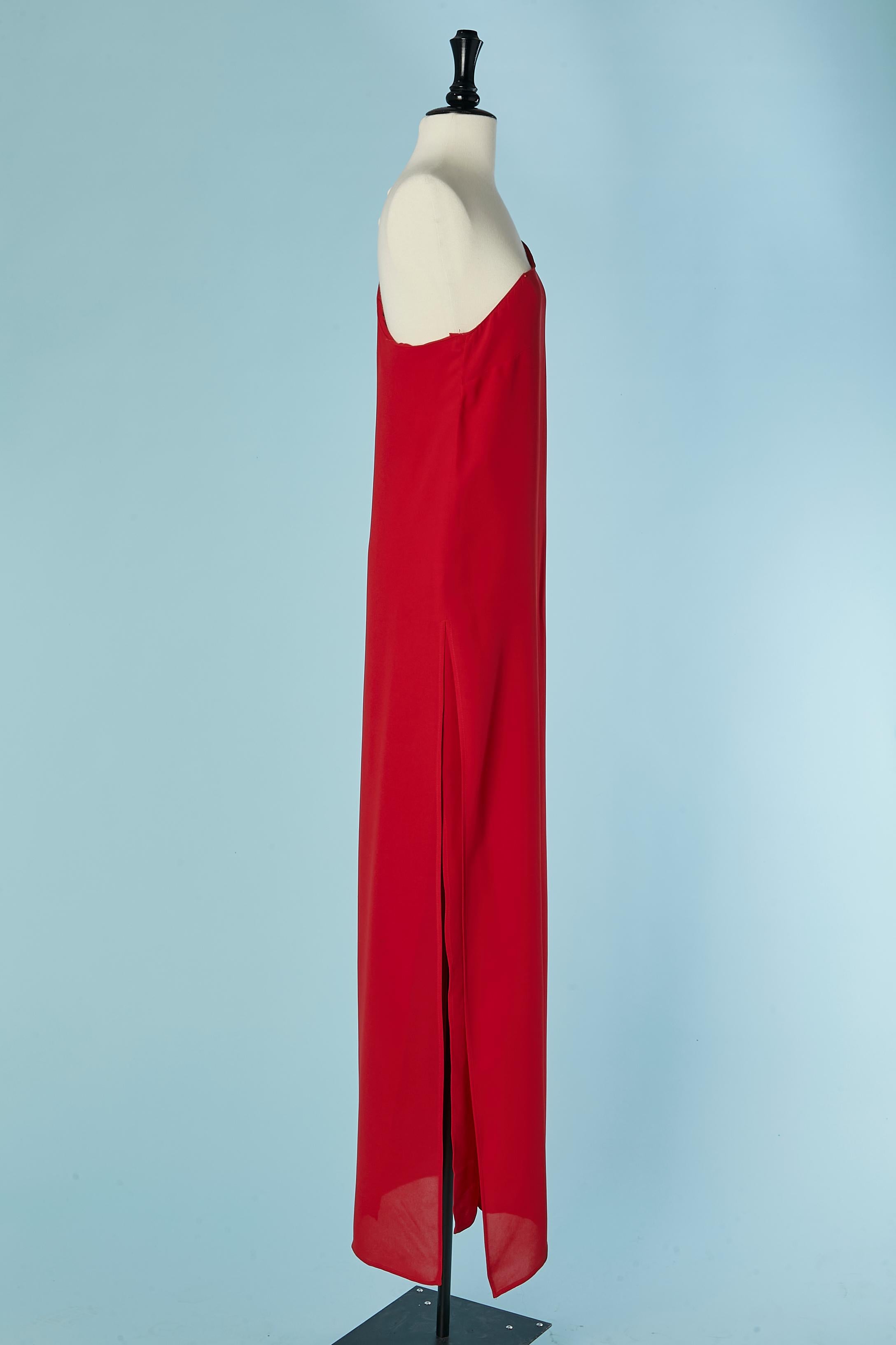 Rotes asymmetrisches Abendkleid mit Strass GAI MATTIOLO COUTURE Damen im Angebot