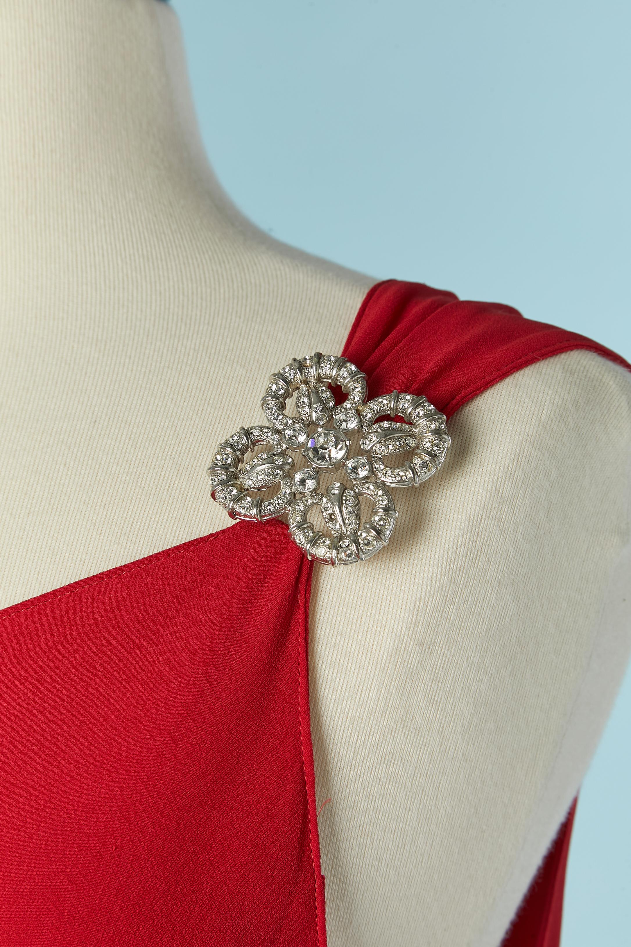 Rotes asymmetrisches Abendkleid mit Strass GAI MATTIOLO COUTURE im Angebot 1