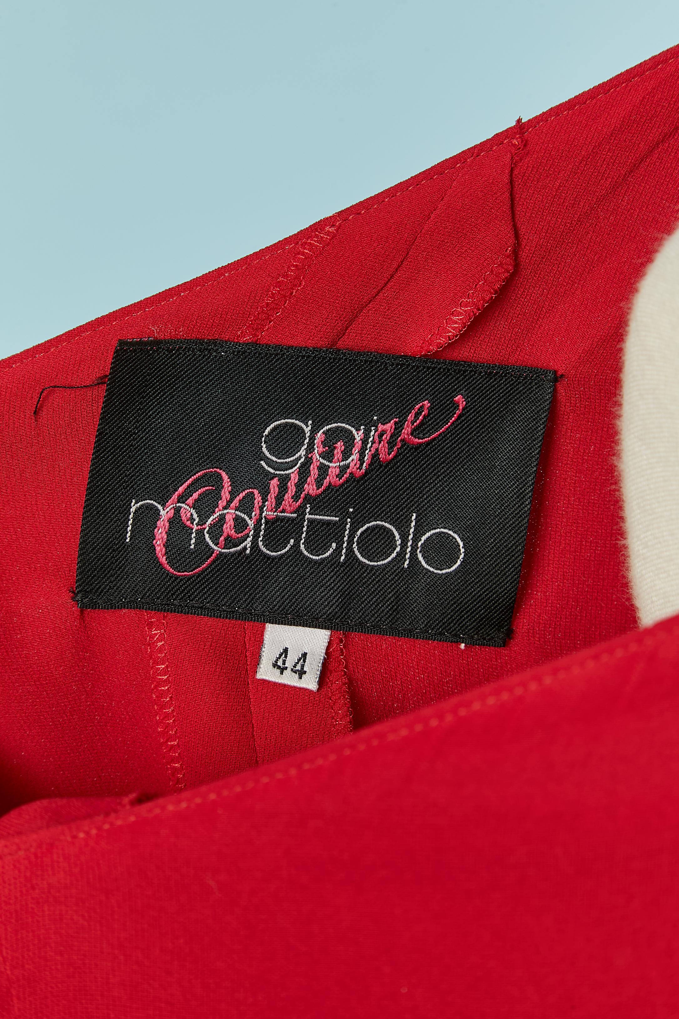 Rotes asymmetrisches Abendkleid mit Strass GAI MATTIOLO COUTURE im Angebot 2