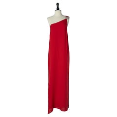 Red asymmetrical evening dress with rhinestone GAI MATTIOLO COUTURE