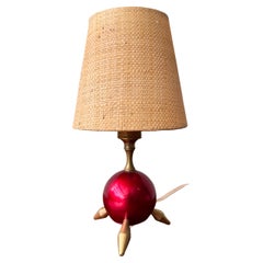 Lampe de table tripode atomique rouge 1950's Italie