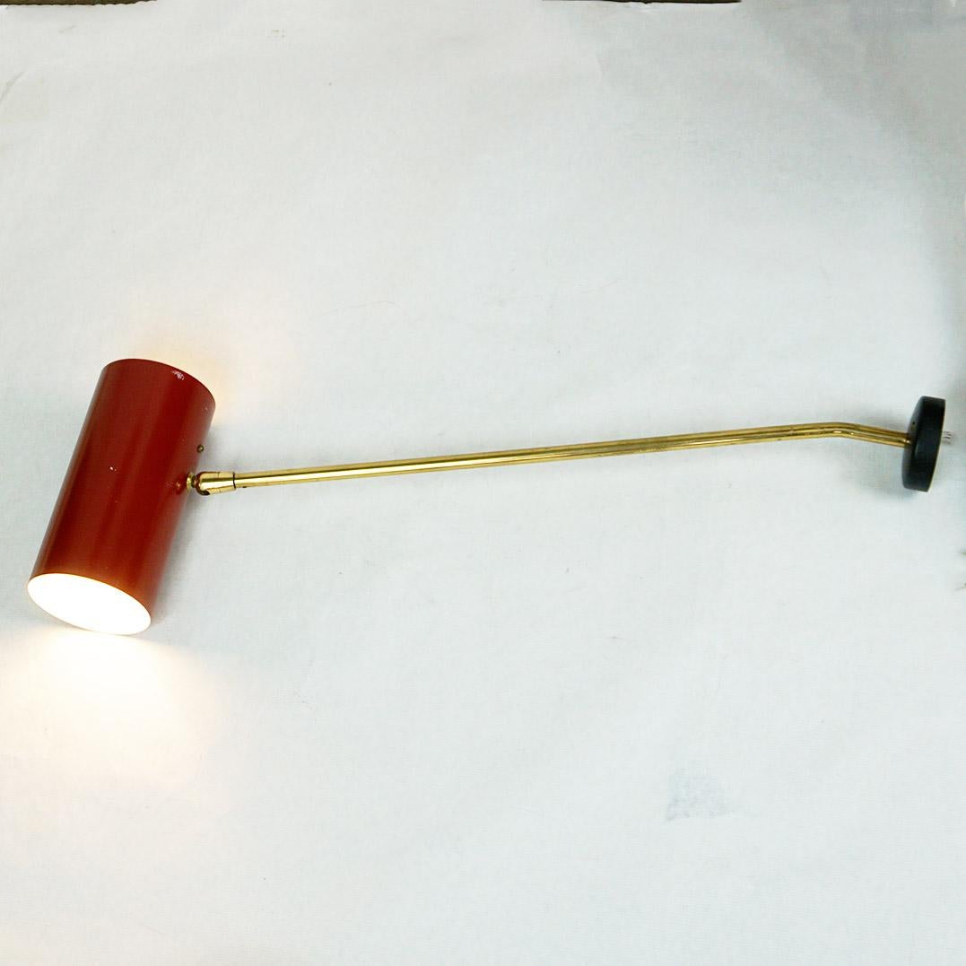 Red Austrian Midcentury Brass Zylinder Sconces by J. T. Kalmar For Sale 4