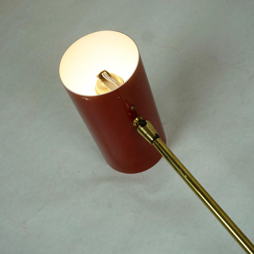 Red Austrian Midcentury Brass Zylinder Sconces by J. T. Kalmar For Sale 8