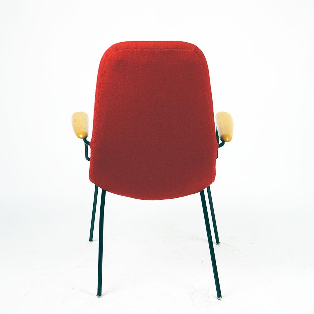 Lacquered Red Austrian Midcentury Lounge or Cocktail Armchair For Sale