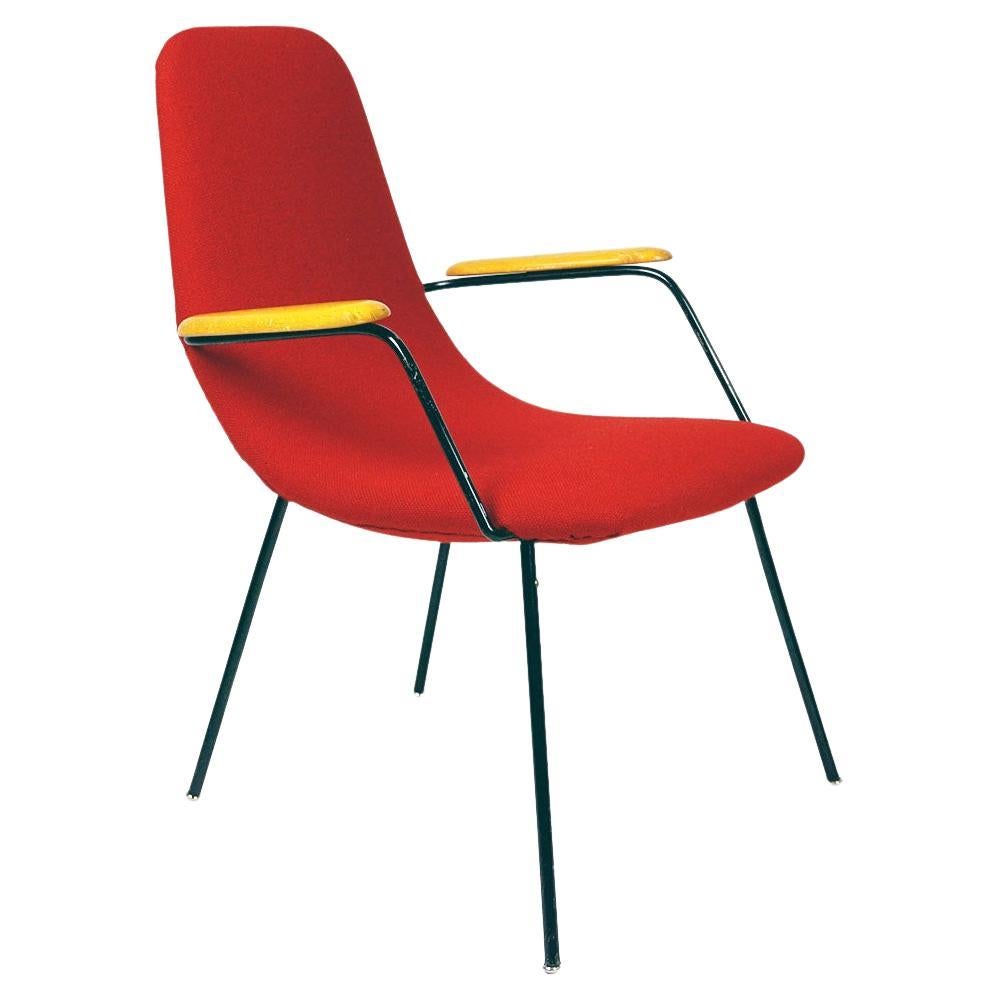 Red Austrian Midcentury Lounge or Cocktail Armchair For Sale