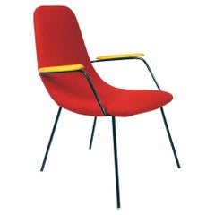 Red Austrian Midcentury Lounge or Cocktail Armchair