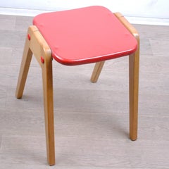 Red Austrian Midcentury SW2 Connexi Stool Designed by Roland Rainer