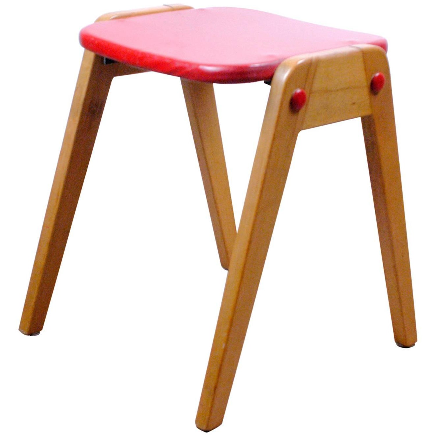 Red Austrian Midcentury Sw2 Connexi Stool Designed By Roland Rainer