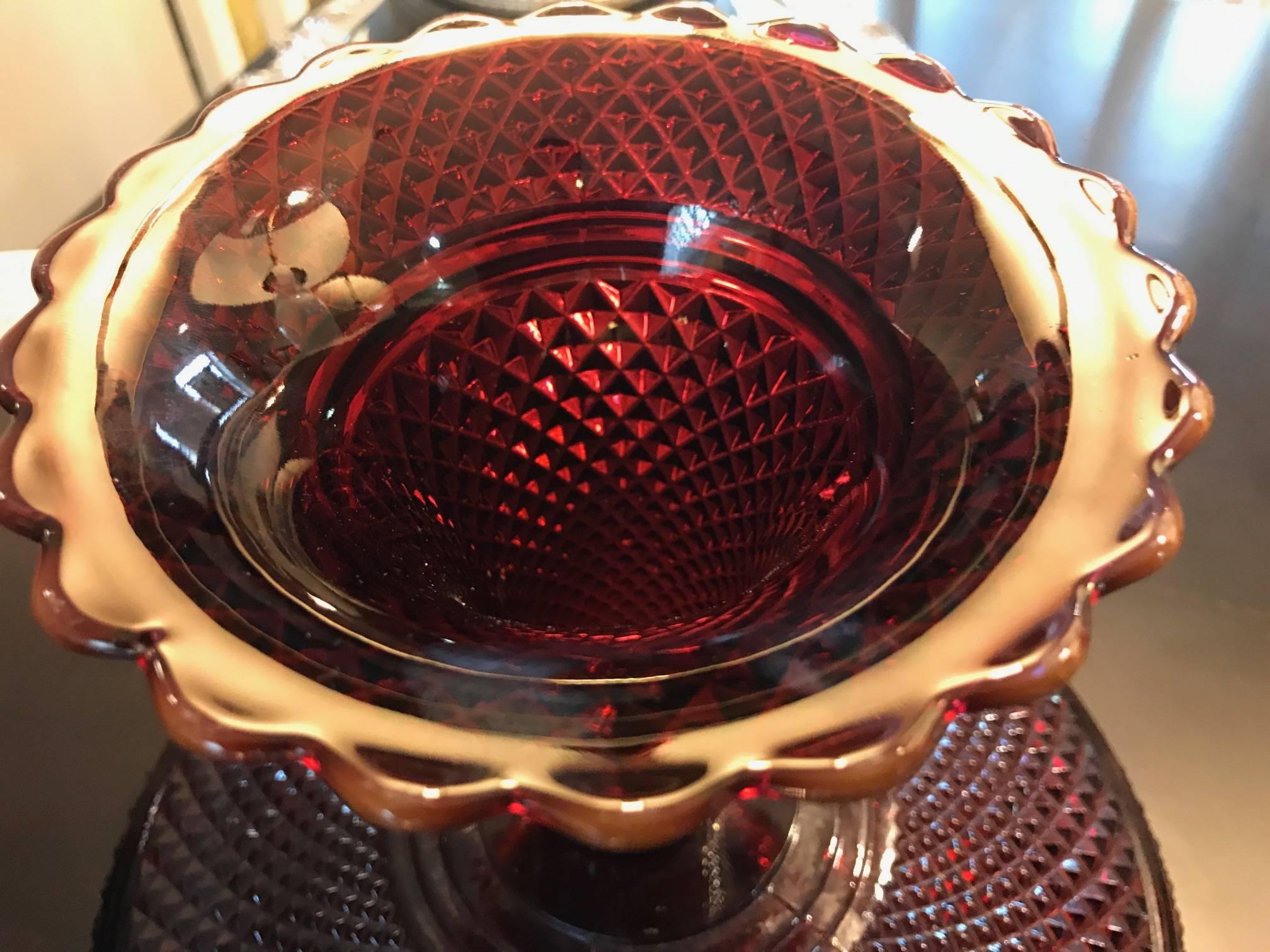 19th Century Red Baccarat Cranberry Glass Pedestal Centre Bowl