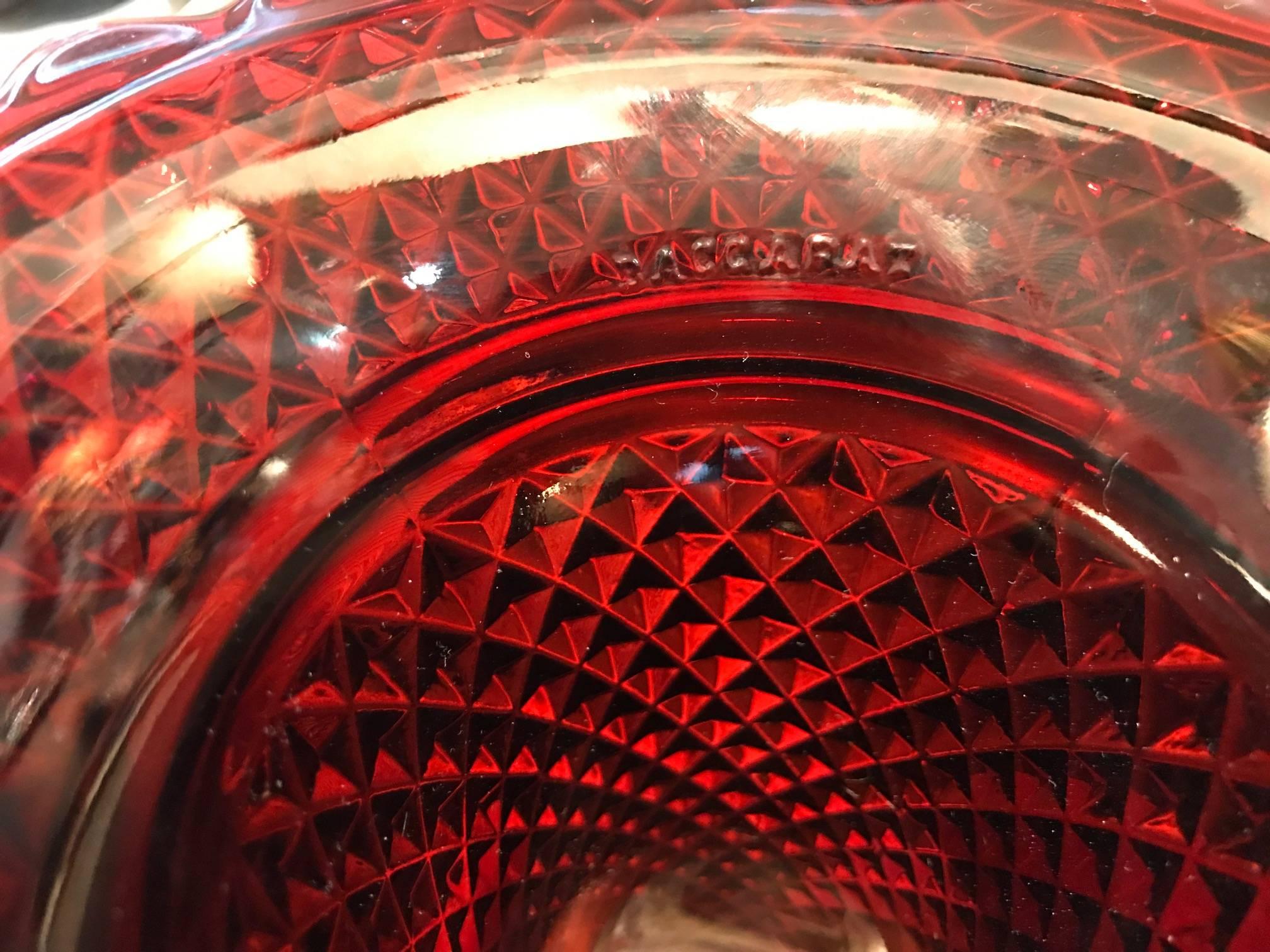 Red Baccarat Cranberry Glass Pedestal Centre Bowl 2