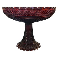 Antique Red Baccarat Cranberry Glass Pedestal Centre Bowl